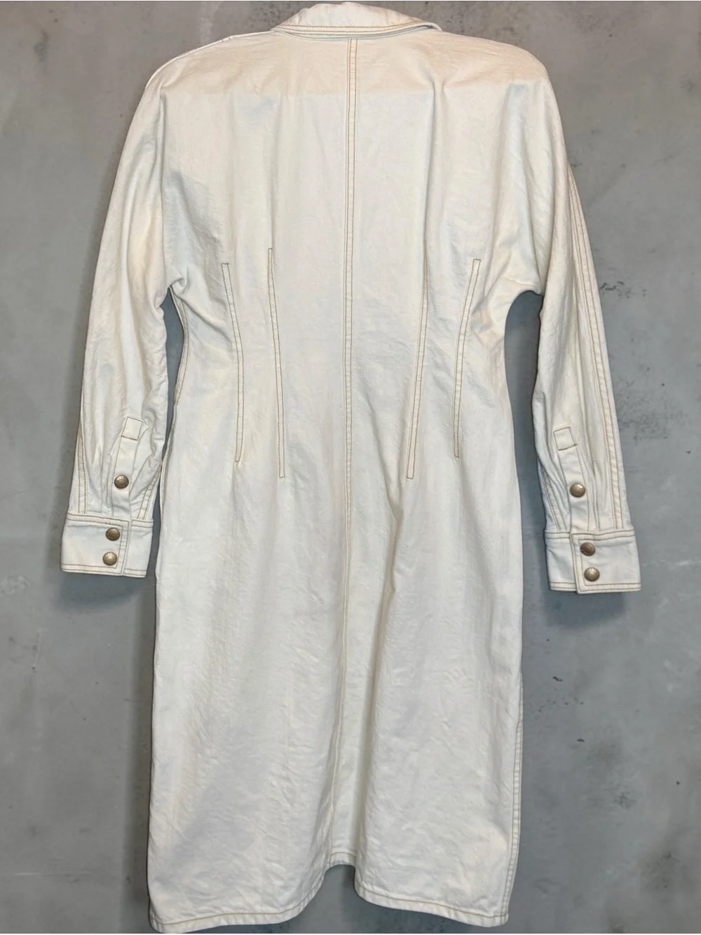 Tory Burch Denim Like Cream Color Full Front Snap Closure Shirt Dress | EUC